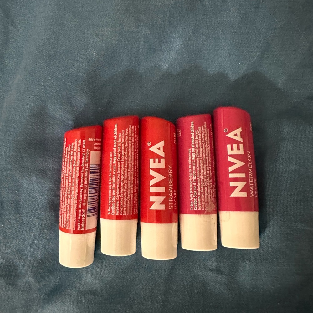 NIVEA Lip Balm Set - Red and Pink watermelon strawberry
